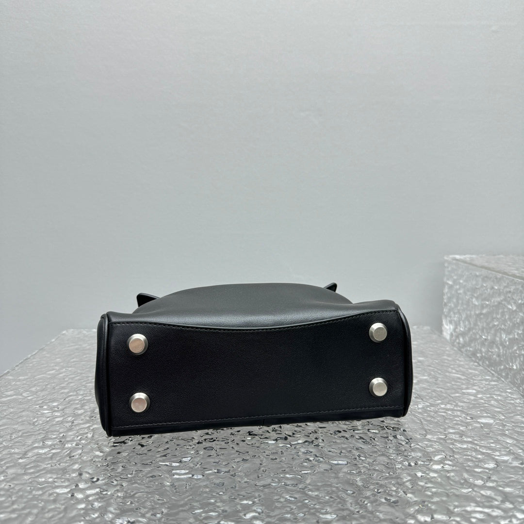 Balenciaga Rodeo Black Calfskin Handbag Silver Hardware