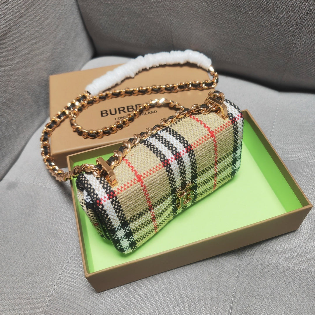 Burberry Lola Mini Handbag in Signature Beige Check Motif