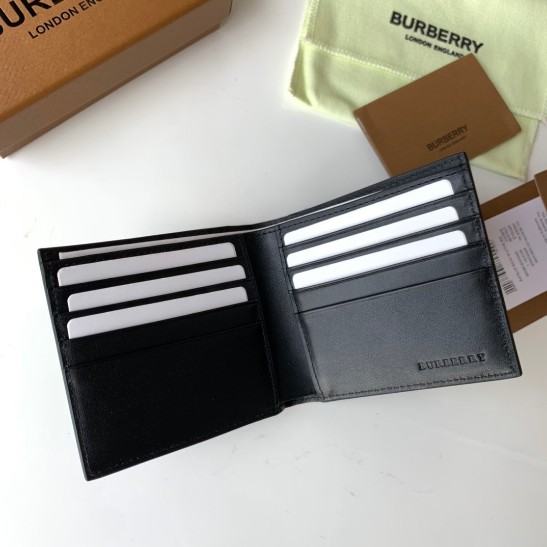Burberry Grainy Leather & House Check Bifold Wallet