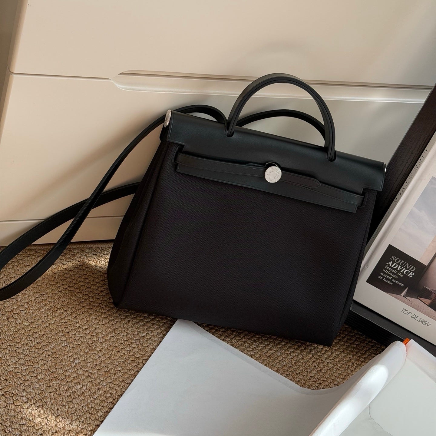 Hermès Herbag Zip 31 Black Toile Canvas Bag