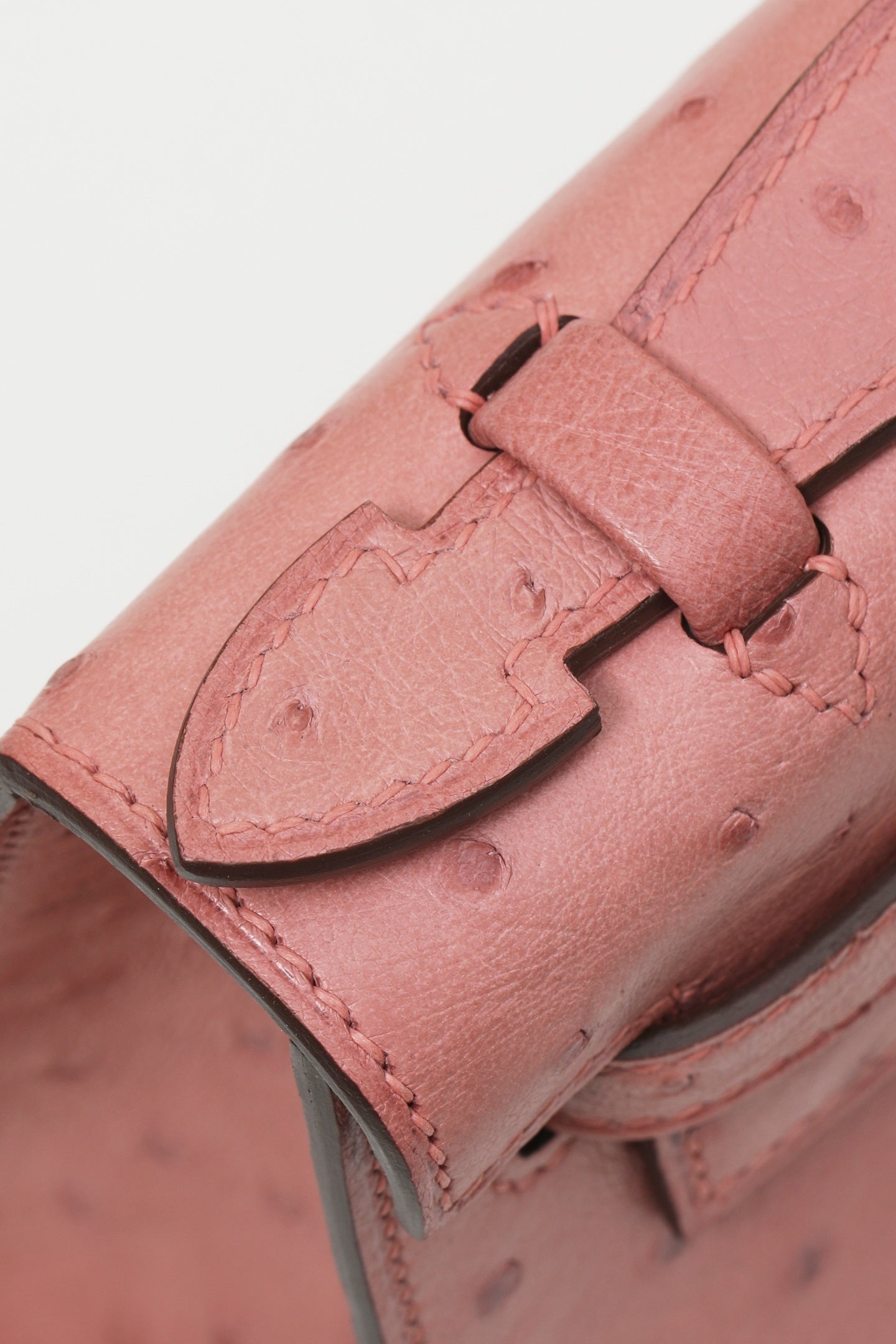 Hermès Kelly Pochette Pink Ostrich Leather