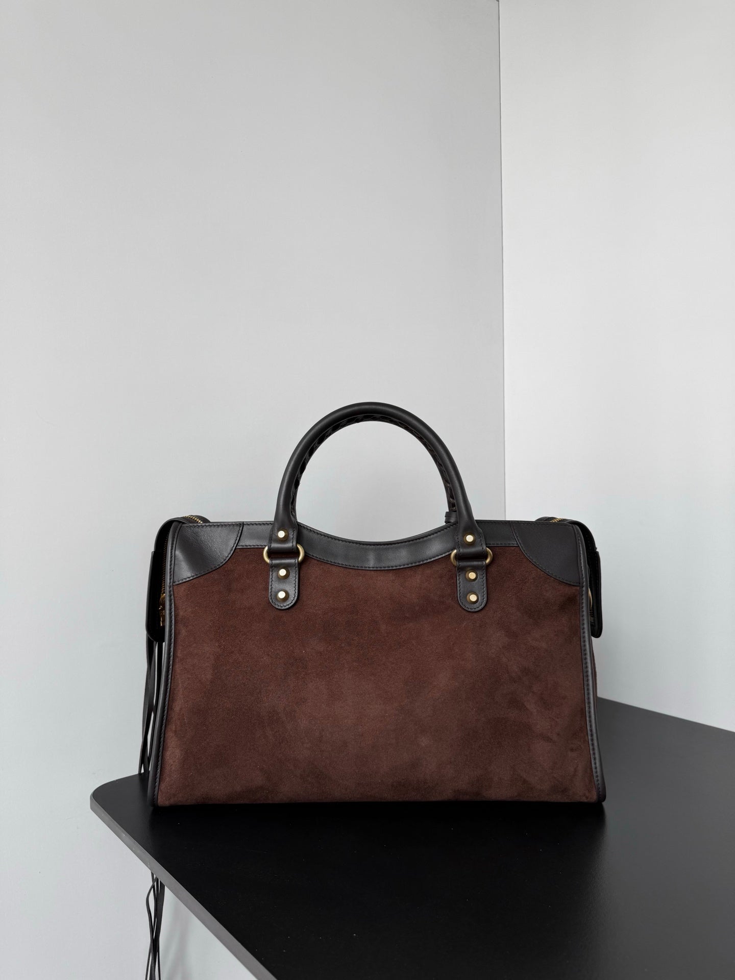 Balenciaga Le City Medium Moka Brown Suede Tote