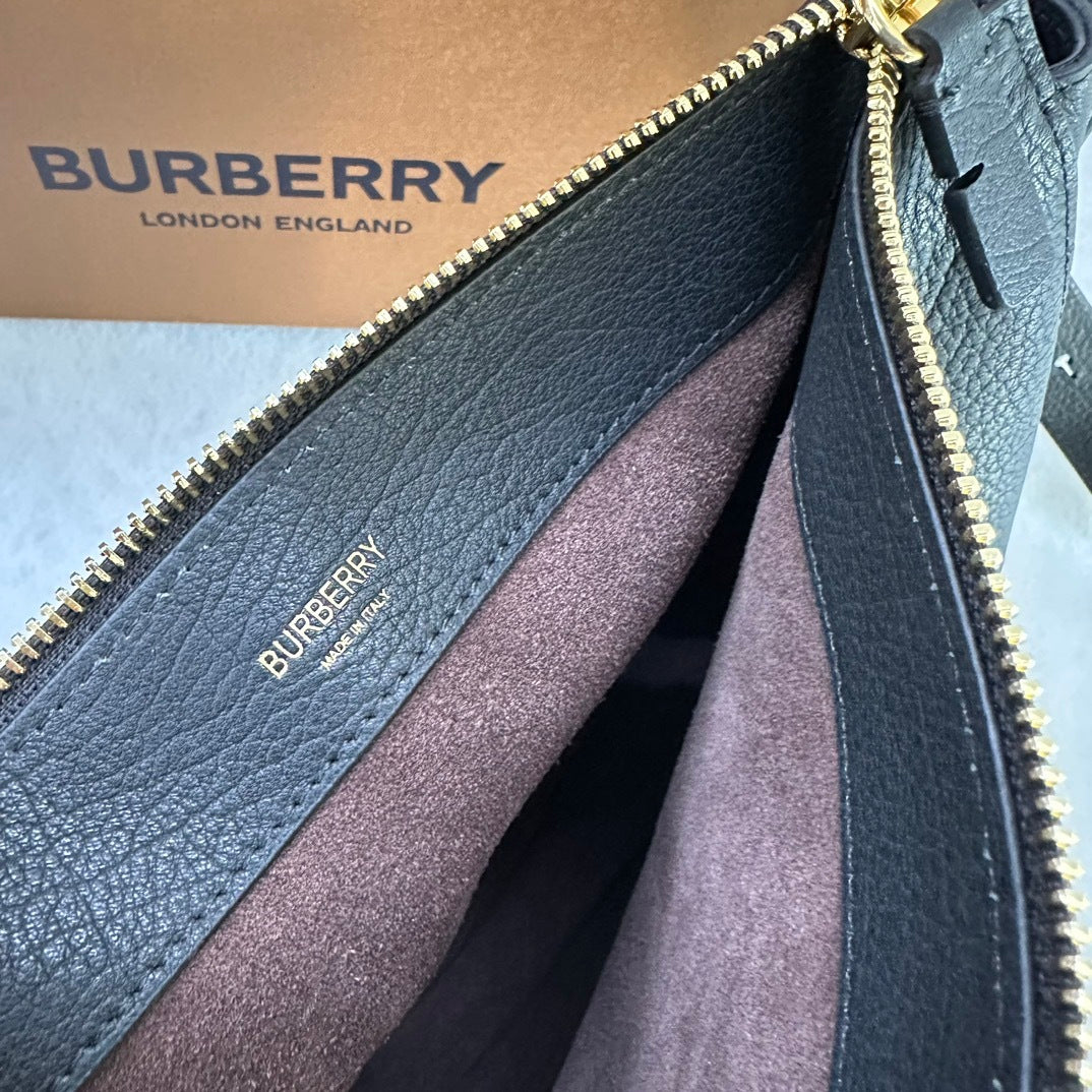 Burberry Knight Black Calf Leather Bag with Gold-Tone Hardware