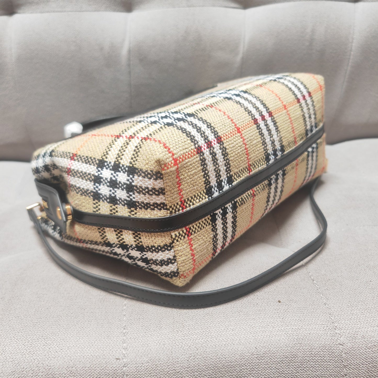 Burberry Women's Medium Catherine Check Leather Top Handle Bag
