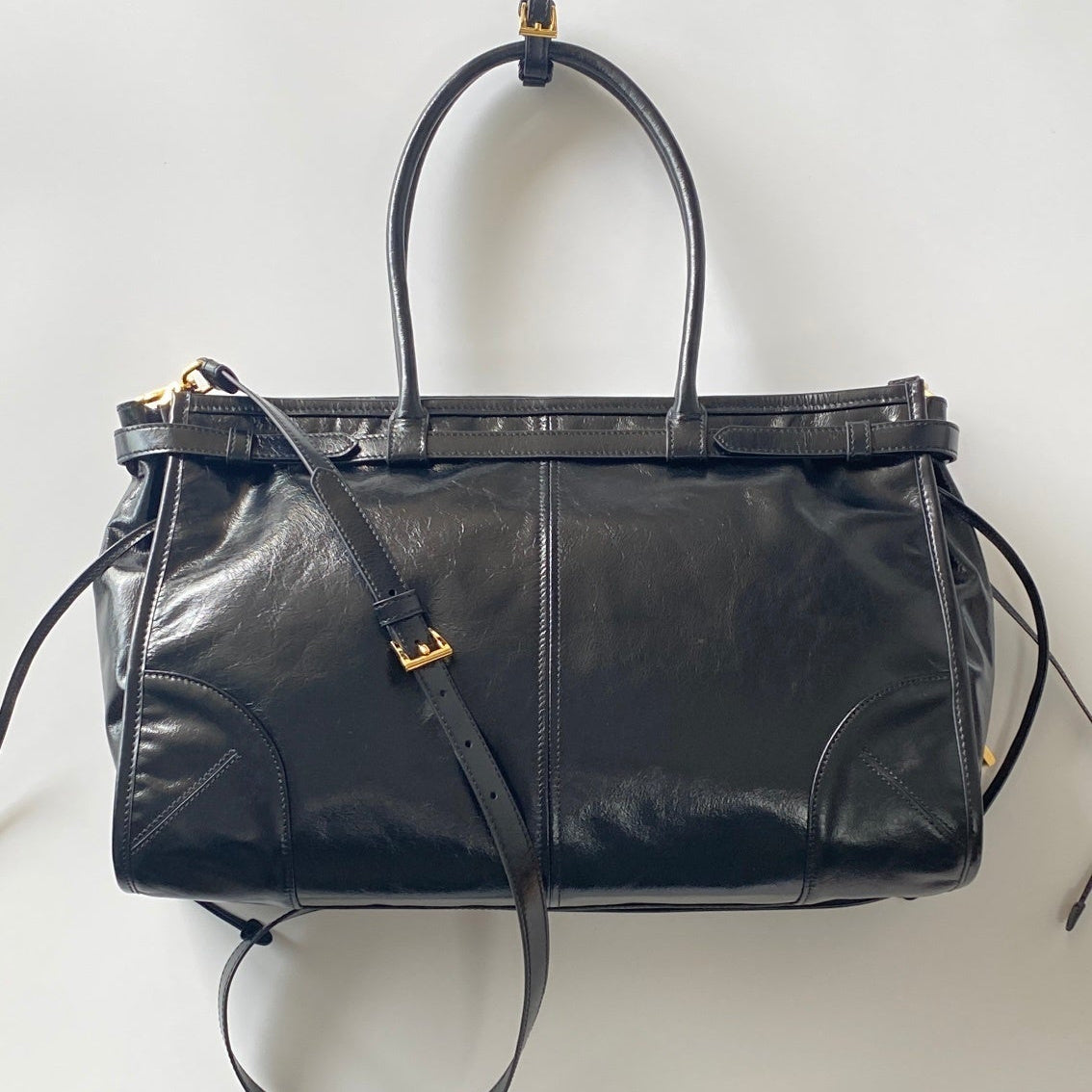 Prada Bonnie Large Leather Shoulder Bag – Black