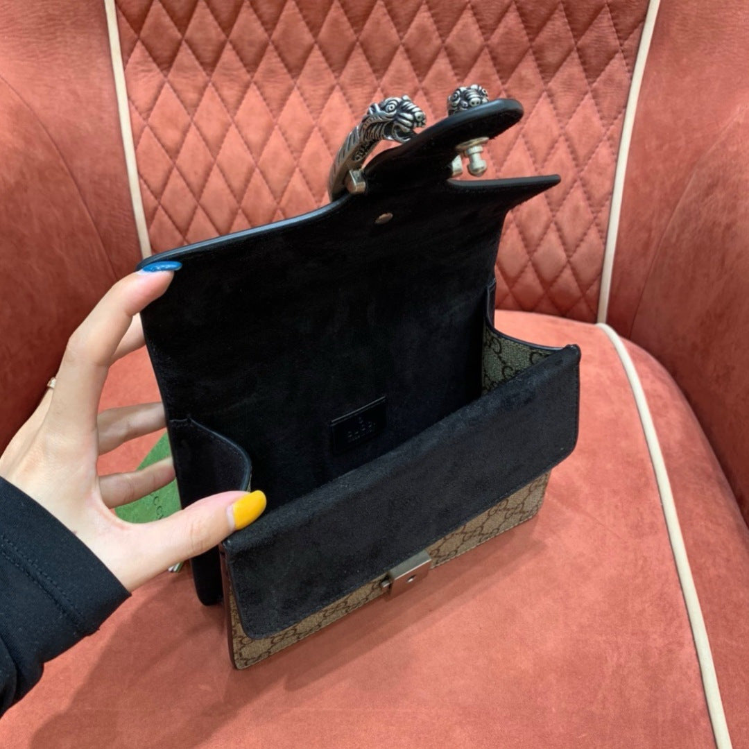 Gucci Dionysus GG Supreme Mini Bag with Black Suede Trim