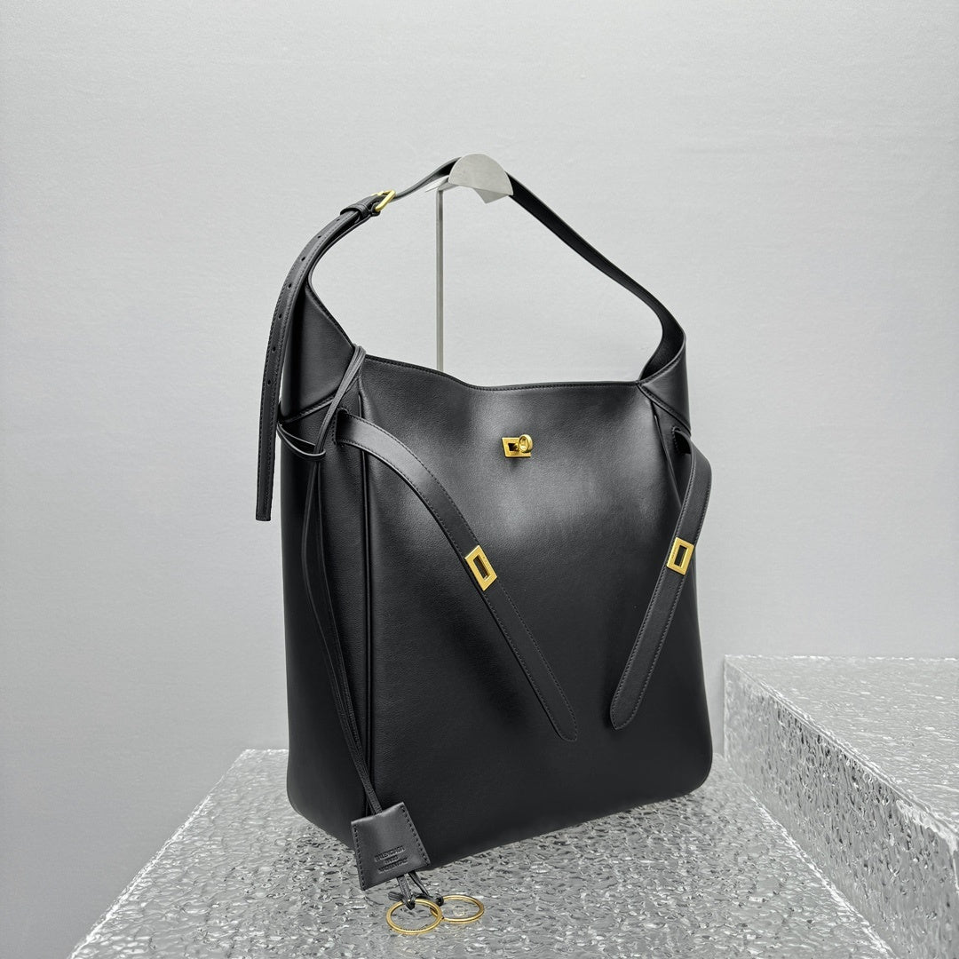 Balenciaga Bel Air Large Hobo Bag | Luxury Leather Shoulder Bag with Gold Turn-Lock