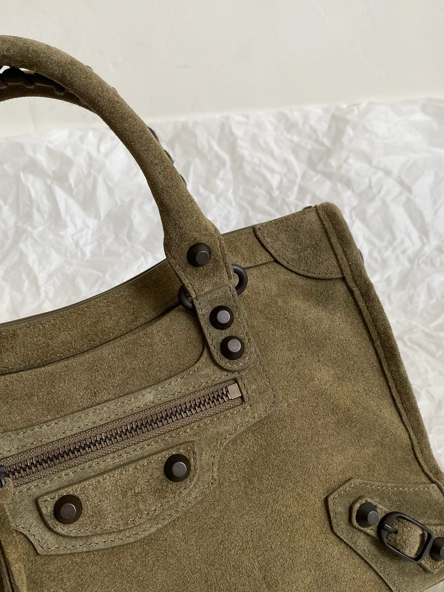 Balenciaga Le City Suede Brass Hardware Bag