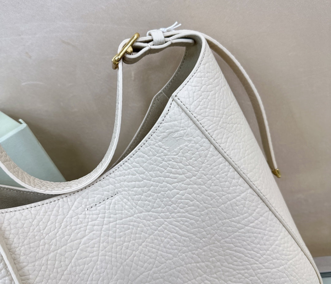 Burberry Medium Chess Leather Shoulder Bag Light Beige Luxury Handbag