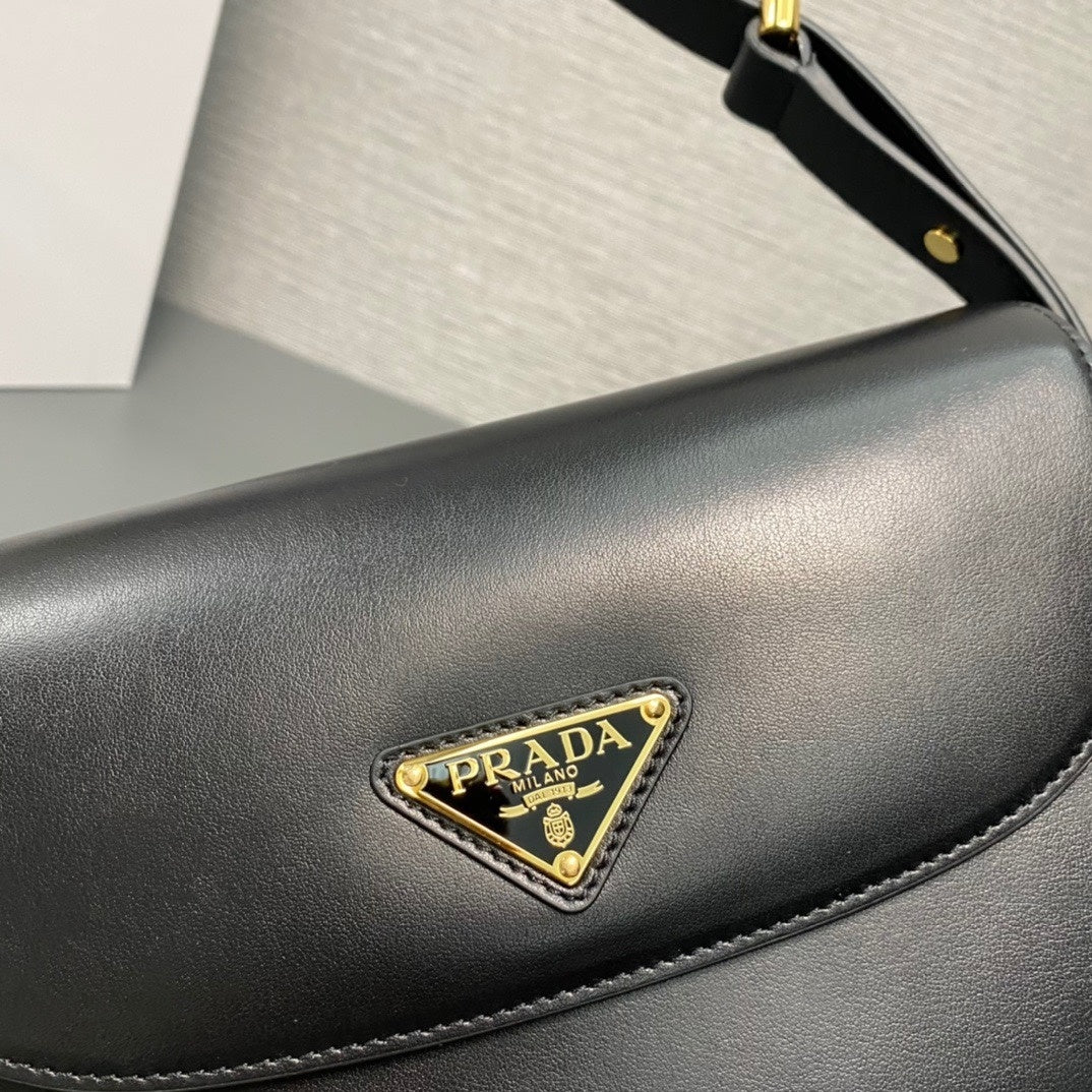 Prada Arqué Leather Shoulder Bag with Flap