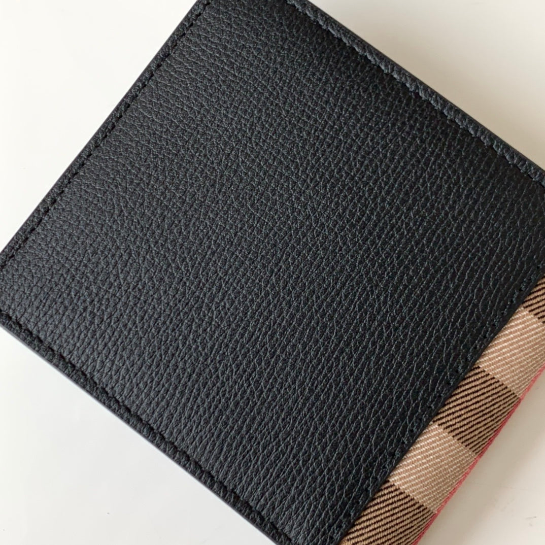 Burberry Grainy Leather & House Check Bifold Wallet