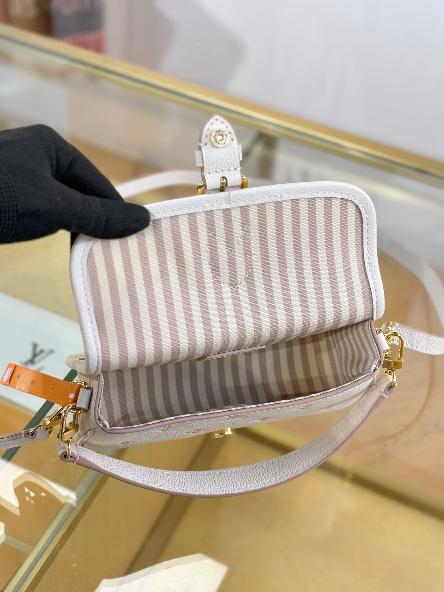 Louis Vuitton Nano Diane Bag in Bicolor Monogram Empreinte Leather (Creme & Pink)