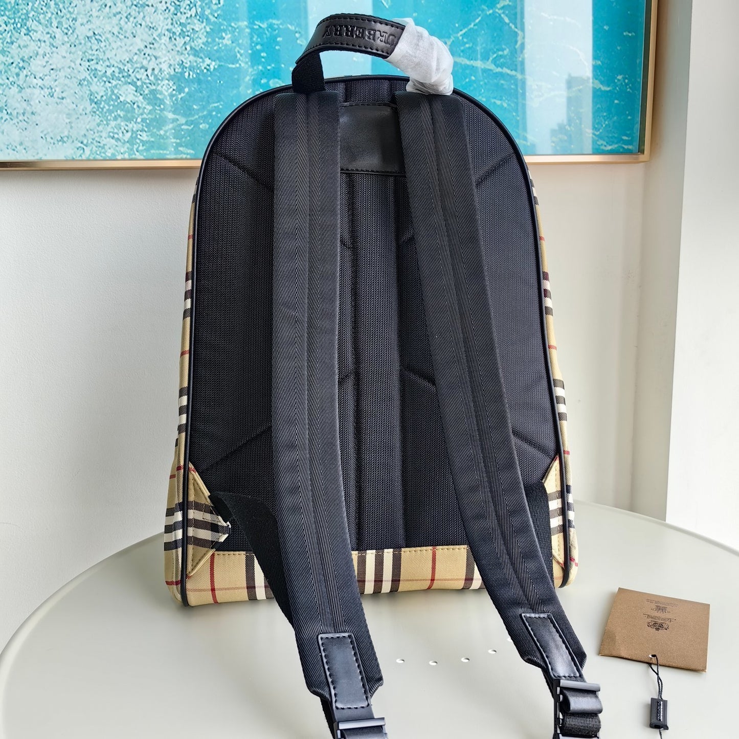 Burberry Jett Vintage Check Canvas Backpack in Beige