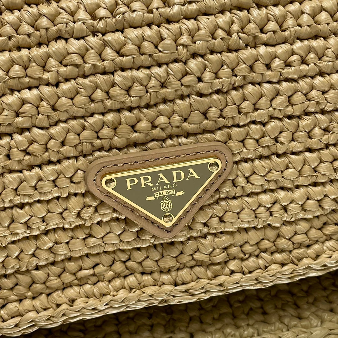 Prada Re-Edition 2005 Crochet Raffia Shoulder Bag – Natural Beige