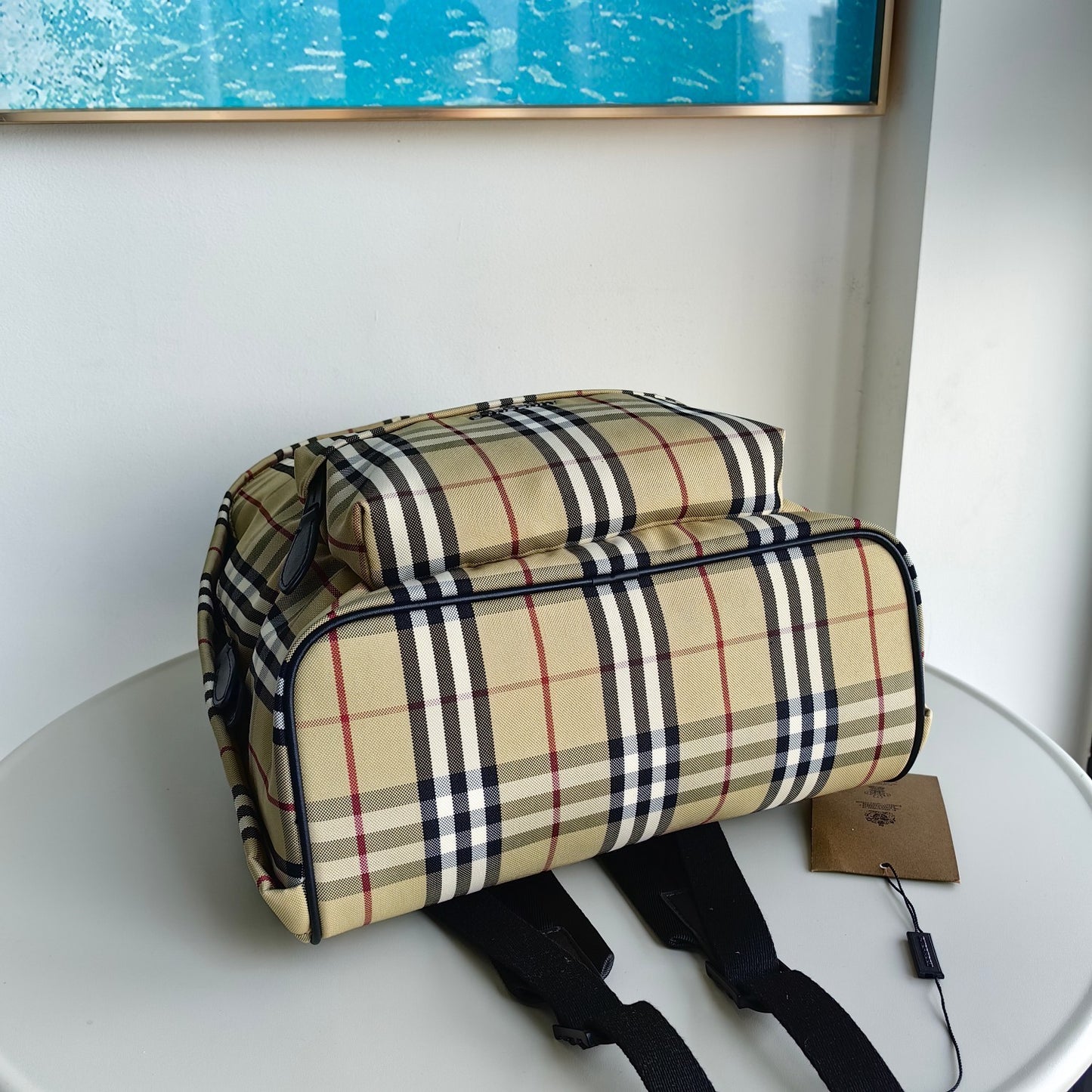 Burberry Jett Vintage Check Canvas Backpack in Beige