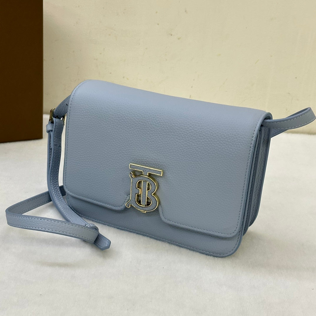 Burberry Small TB Leather Bag in Pale Blue with Thomas Burberry Monogram Clasp