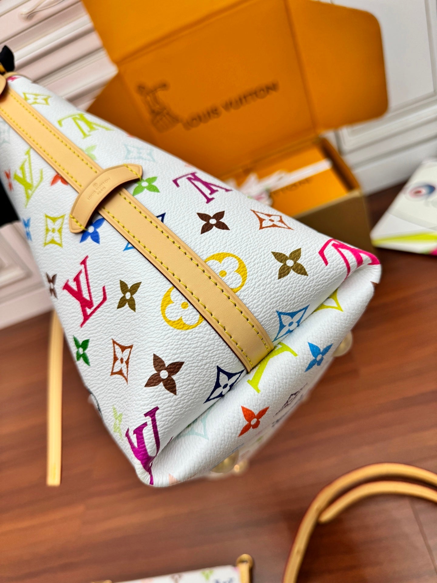 Louis Vuitton x Takashi Murakami CarryAll PM – White Monogram Canvas