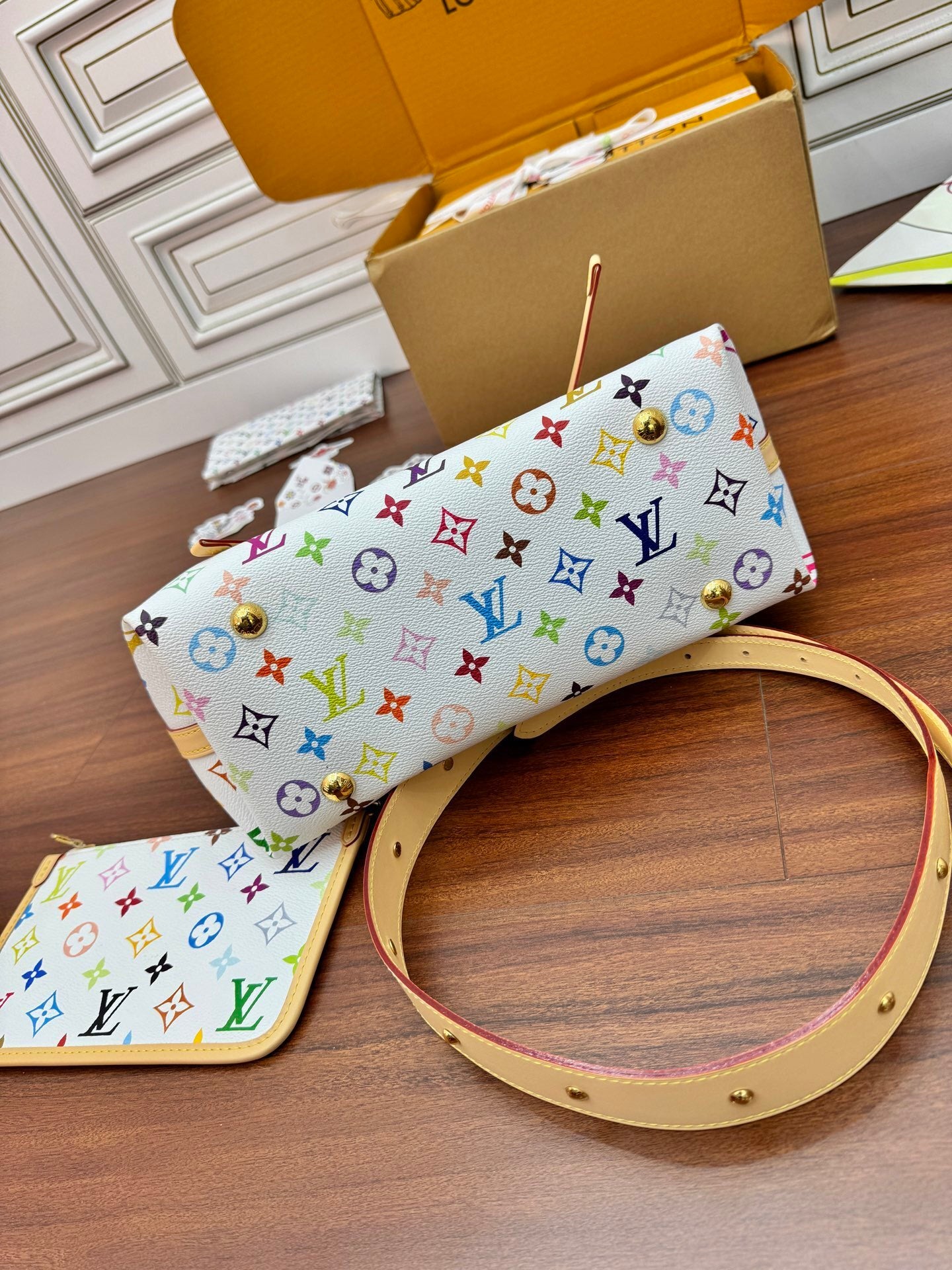 Louis Vuitton x Takashi Murakami CarryAll PM – White Monogram Canvas