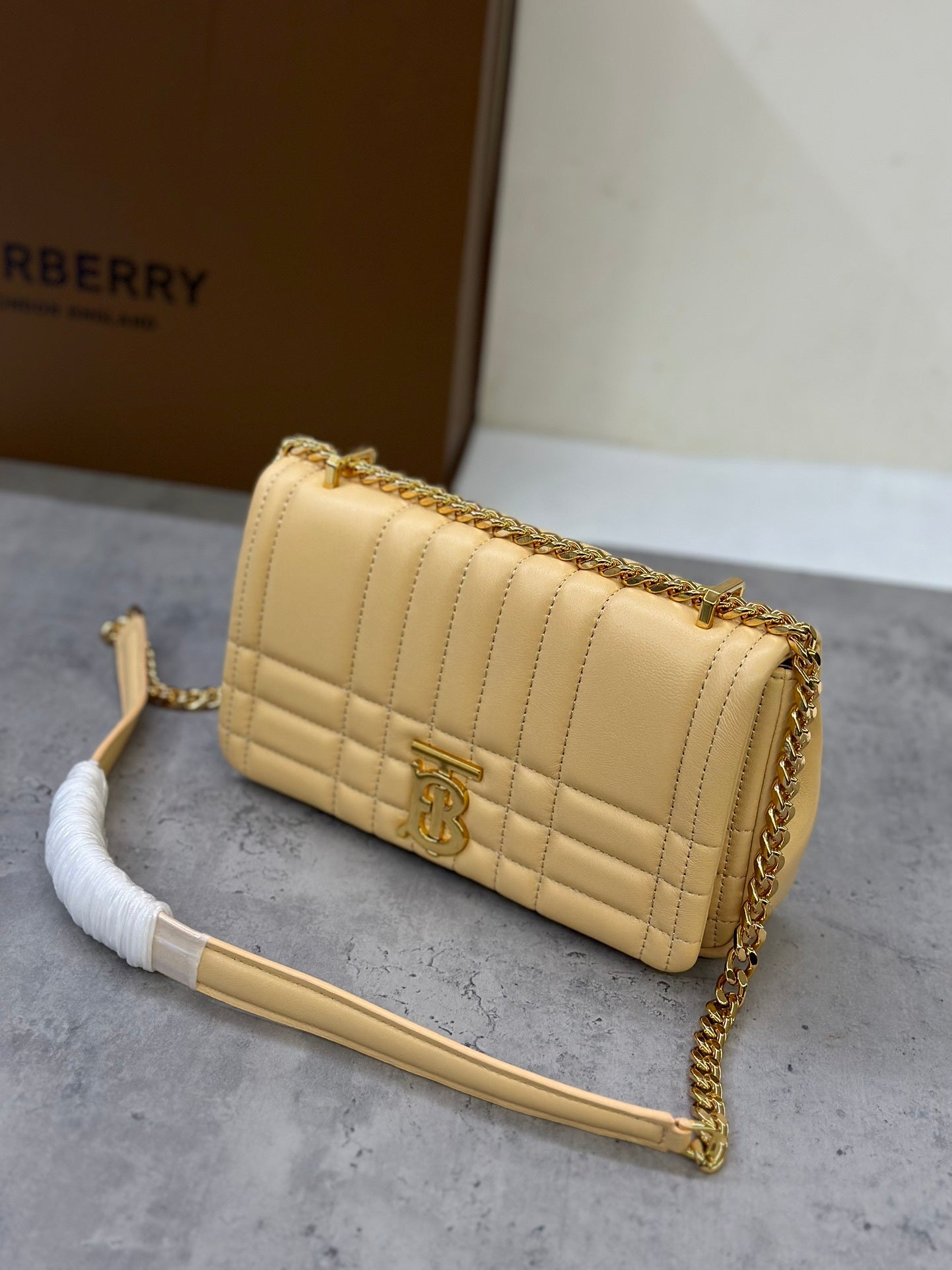 Burberry Lola Mini Bag Pale Vanilla Quilted Leather Luxury Handbag