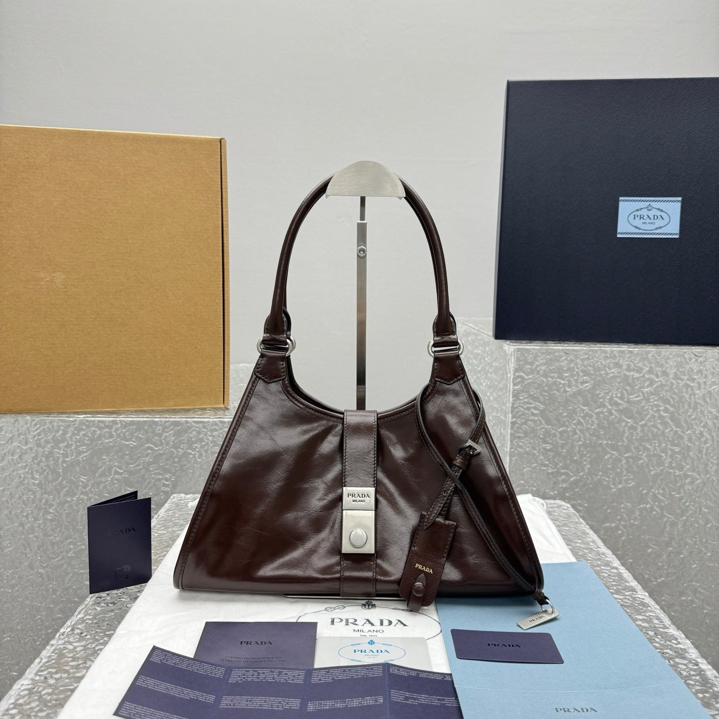 Prada Medium Brown Leather Shoulder Bag