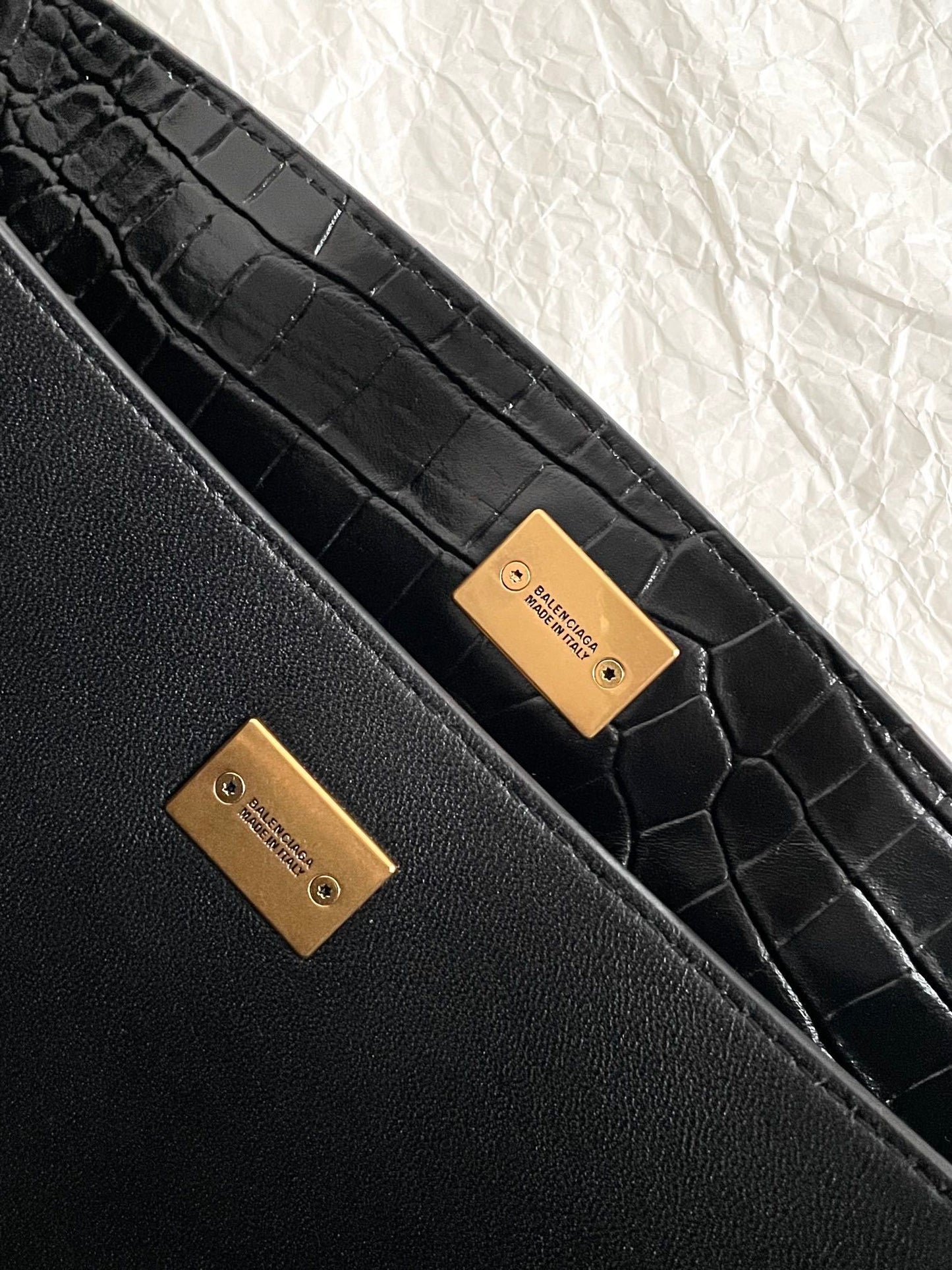 Balenciaga Rodeo Black Crocodile-Embossed Leather Luxury Handbag
