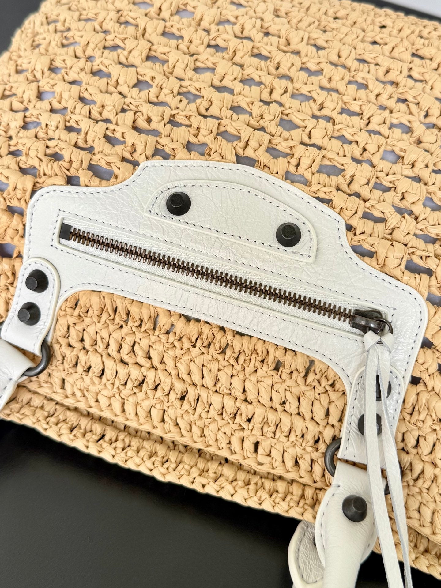 Balenciaga Le City Basket Small Raffia & Leather Bag