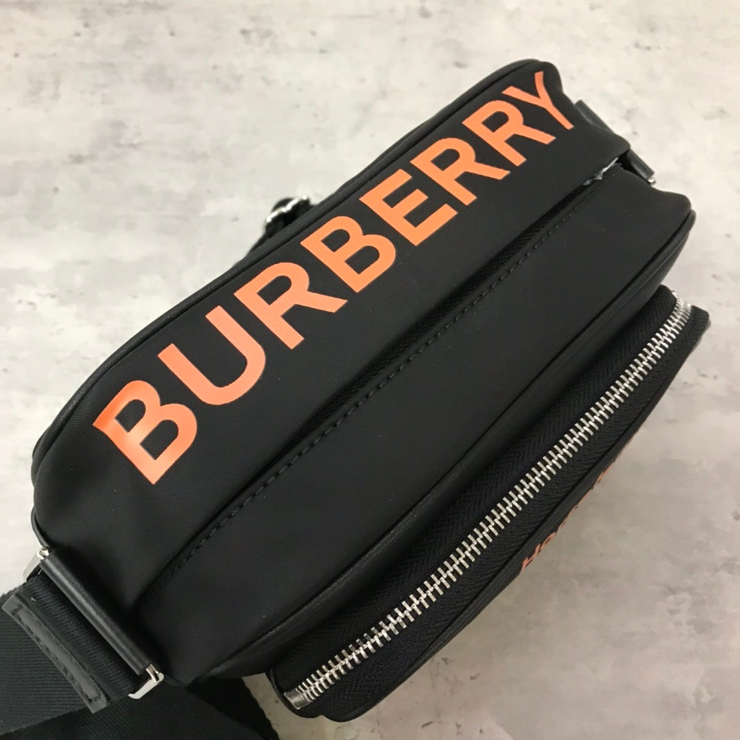 Burberry Coordinates-Print Econyl Crossbody Bag in Black & Orange