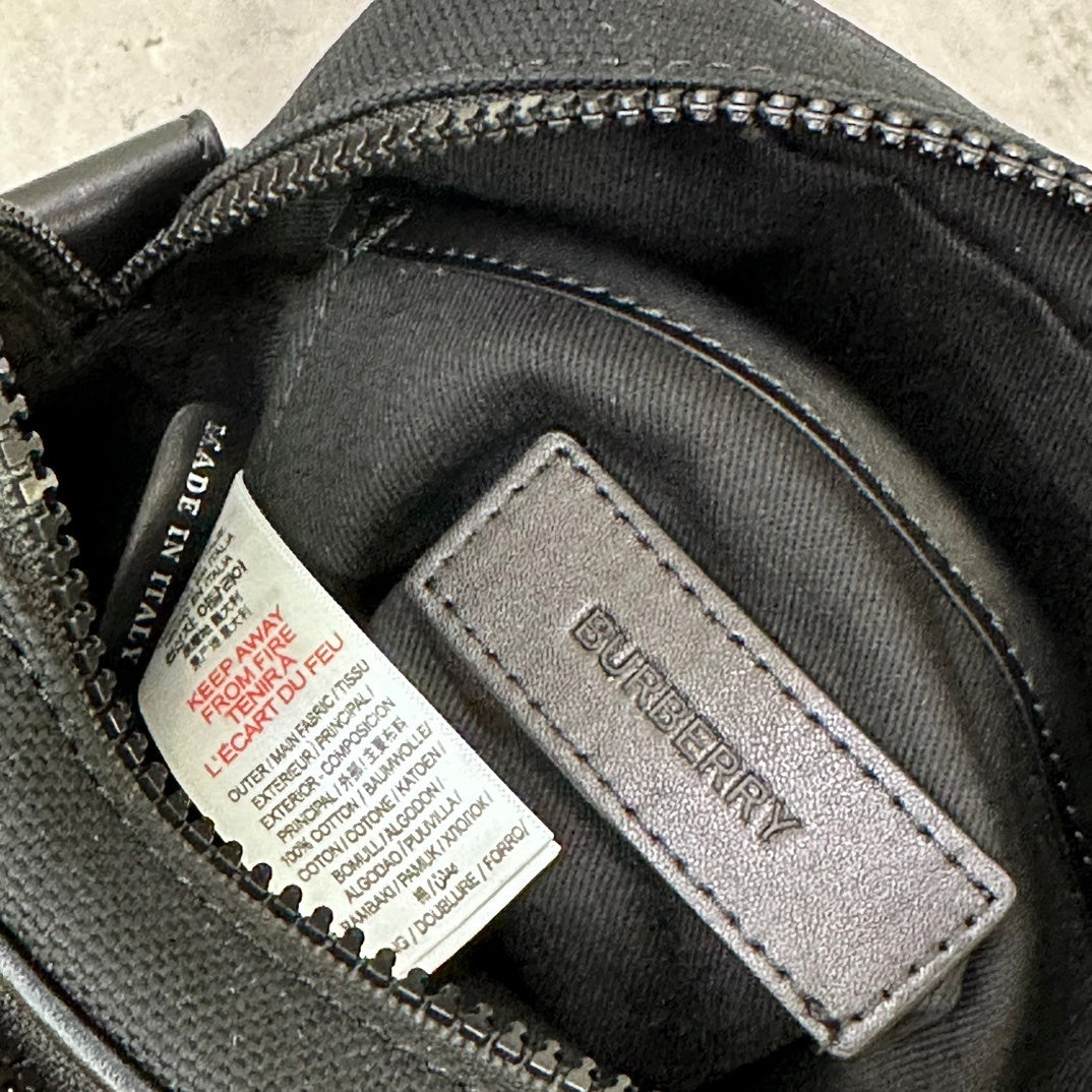 Burberry Freddie Crossbody Bag in Archival Beige Check with Black Mesh Overlay