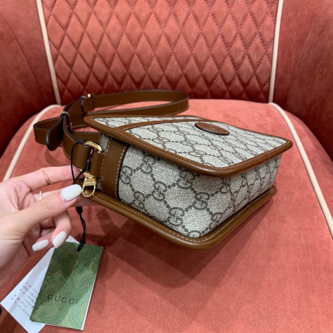 Gucci Interlocking G Mini Bag in GG Supreme Canvas with Leather Trim