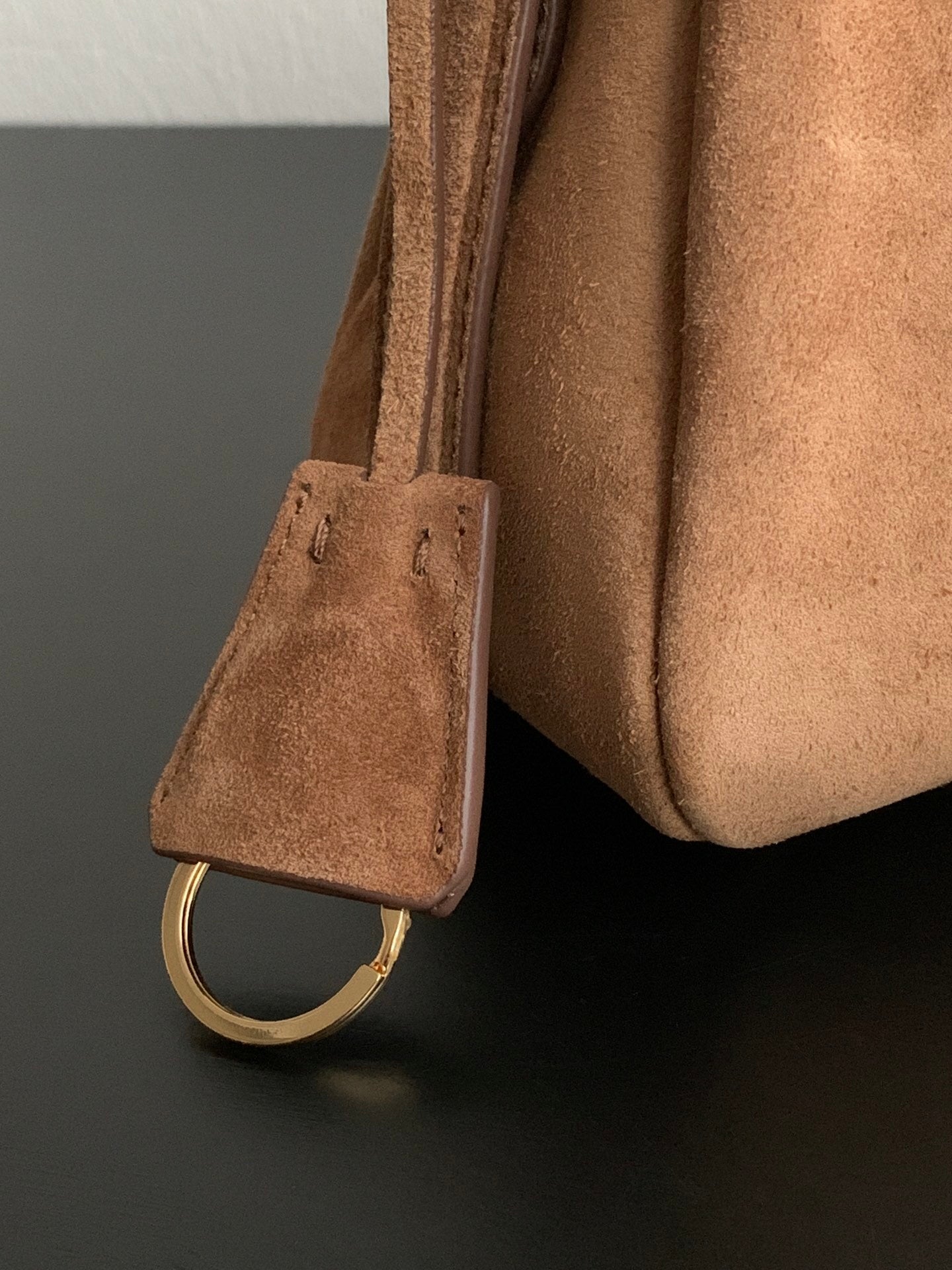 Prada Aimée Medium Brown Suede Shoulder Bag