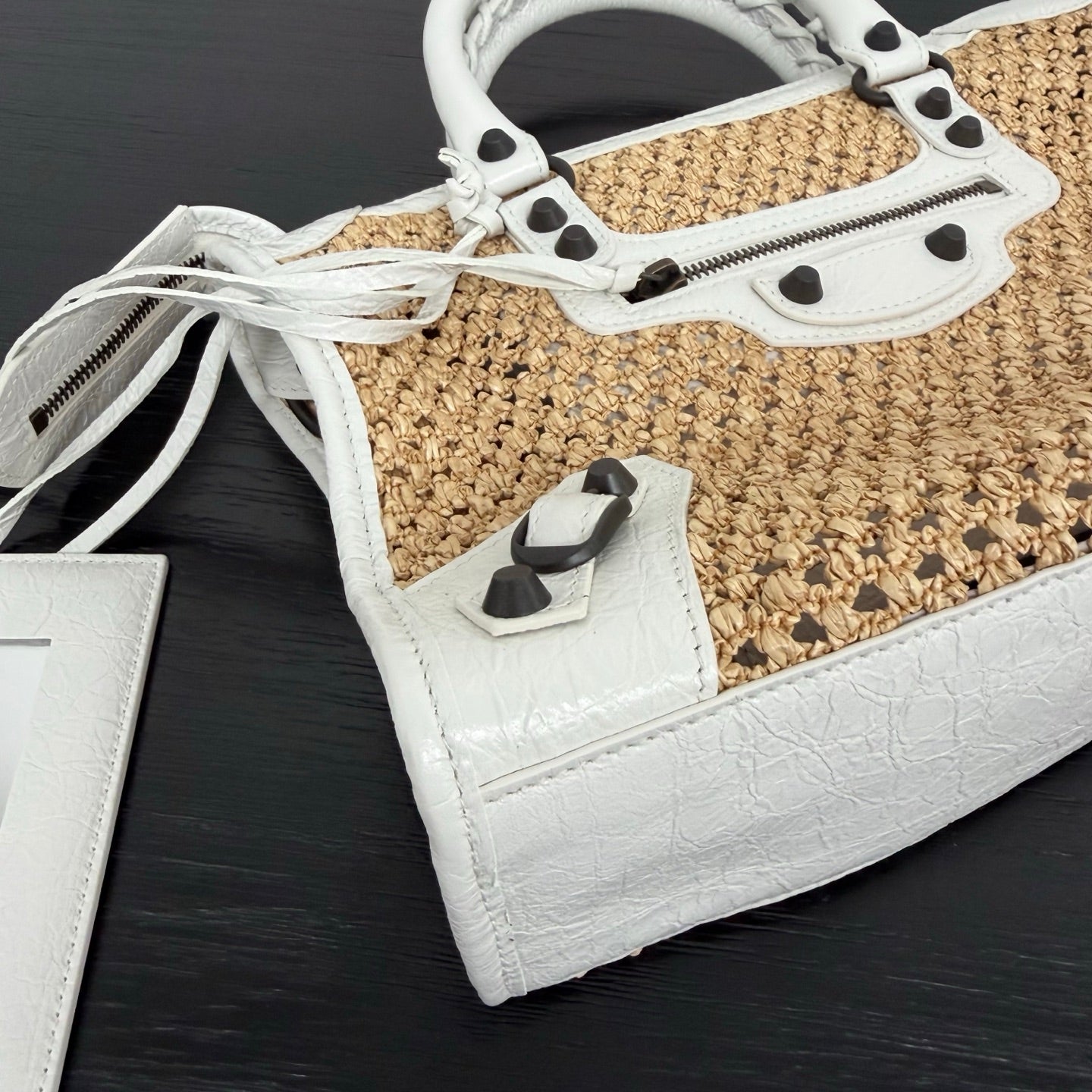 Balenciaga Le City Small Raffia Beige Shoulder Bag