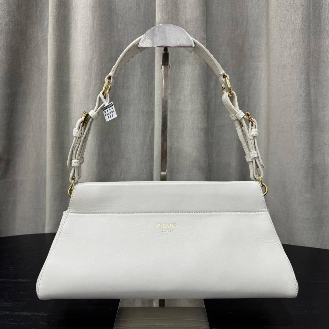 Prada Enchaîné Medium White Leather Shoulder Bag