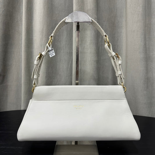 Prada Enchaîné Medium White Leather Shoulder Bag