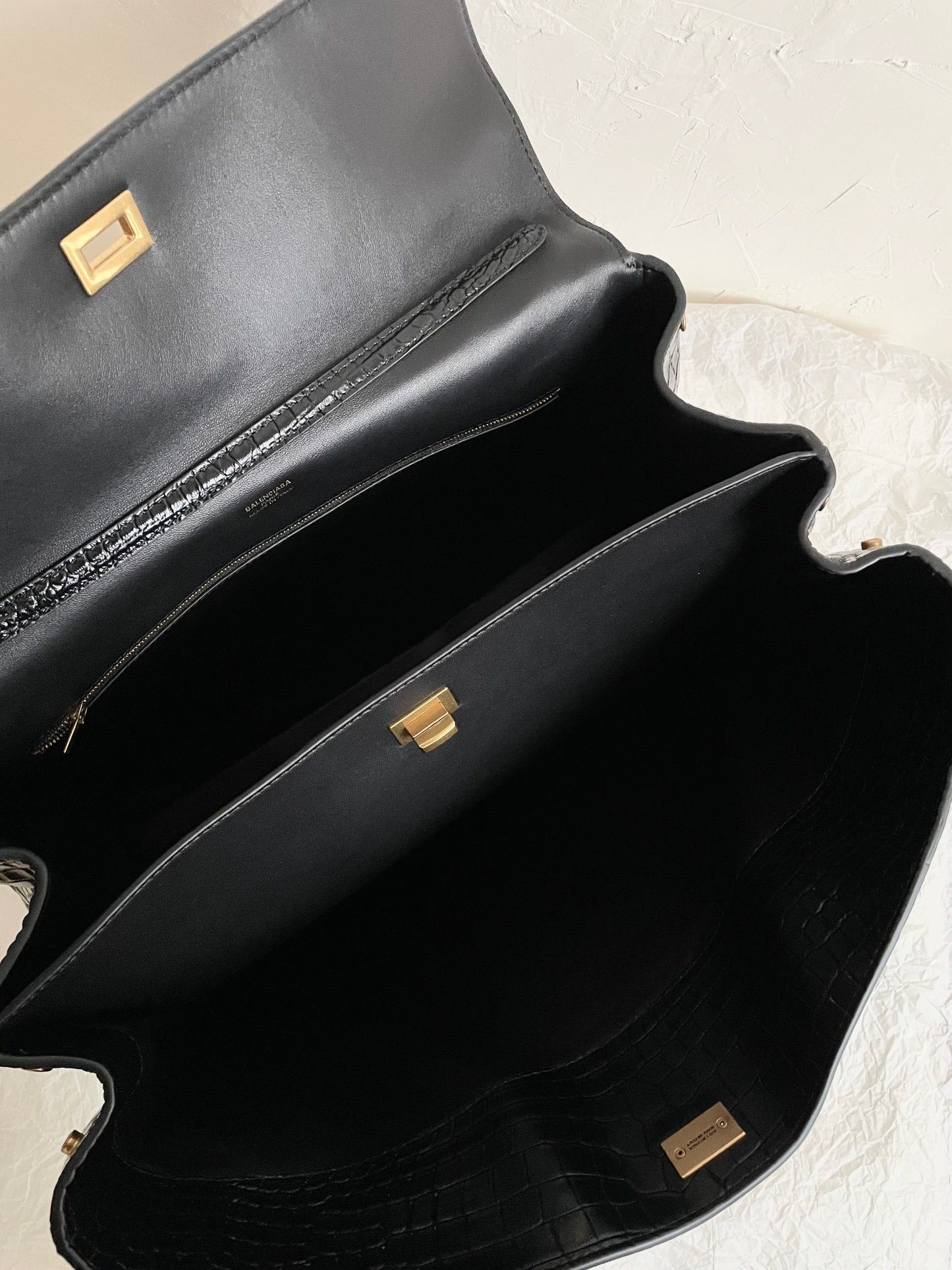 Balenciaga Rodeo Black Crocodile-Embossed Leather Luxury Handbag