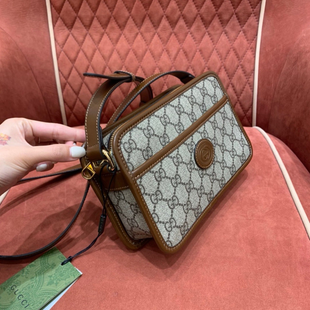 Gucci Interlocking G Mini Bag in GG Supreme Canvas with Leather Trim