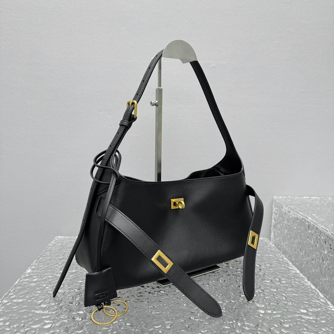 Balenciaga Small Bel Air Black Calfskin Leather Shoulder Bag