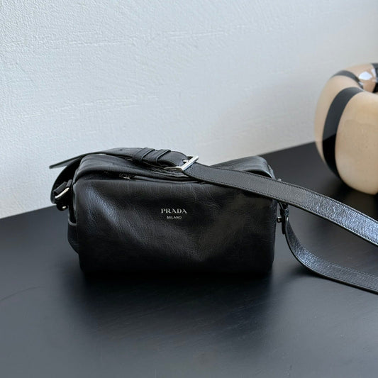 Prada Black Leather Messenger Bag