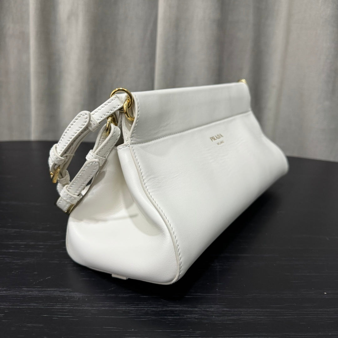 Prada Enchaîné Medium White Leather Shoulder Bag