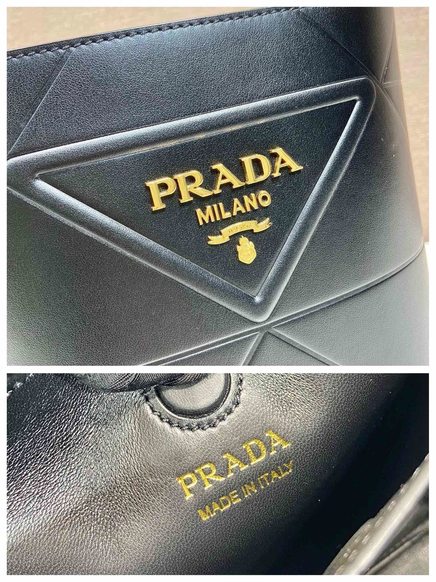Prada Symbole Black Leather Bucket Bag