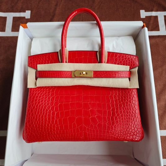 Hermès Birkin Red Crocodile Gold Hardware