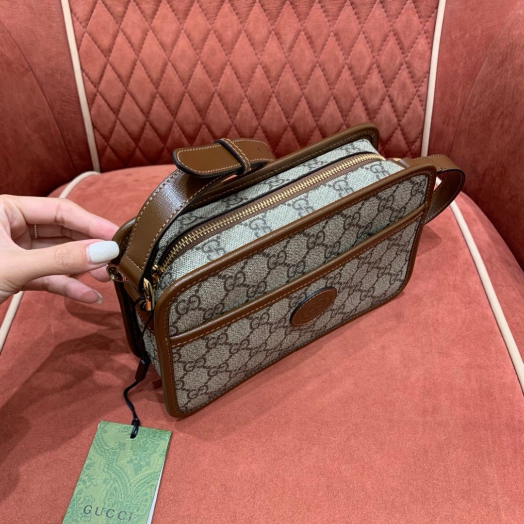 Gucci Interlocking G Mini Bag in GG Supreme Canvas with Leather Trim