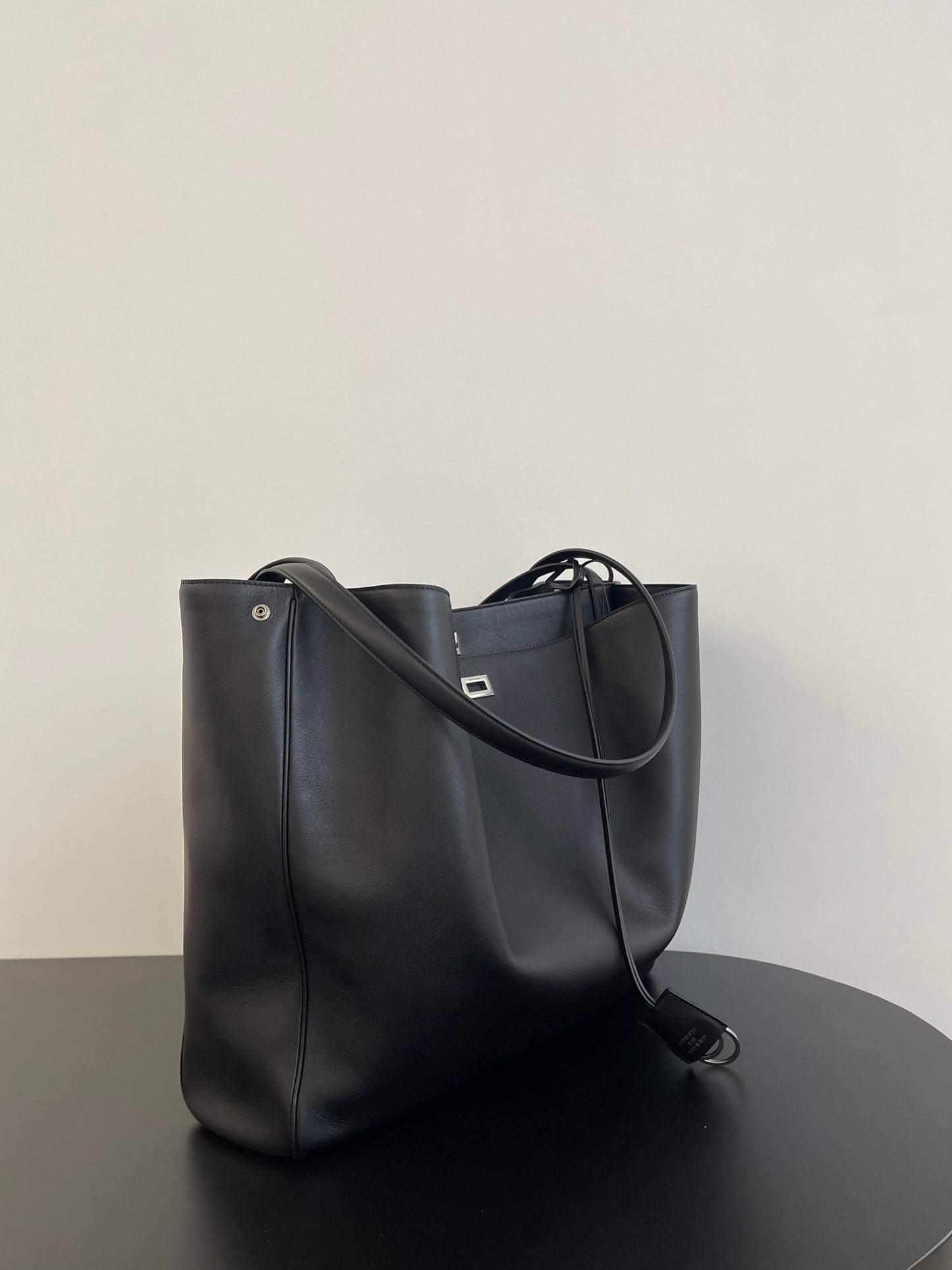 Balenciaga Rodeo Tote Bag Black Calfskin Aged-Silver Hardware