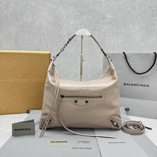 Balenciaga Le City Hobo Arena Lambskin Studded Bag