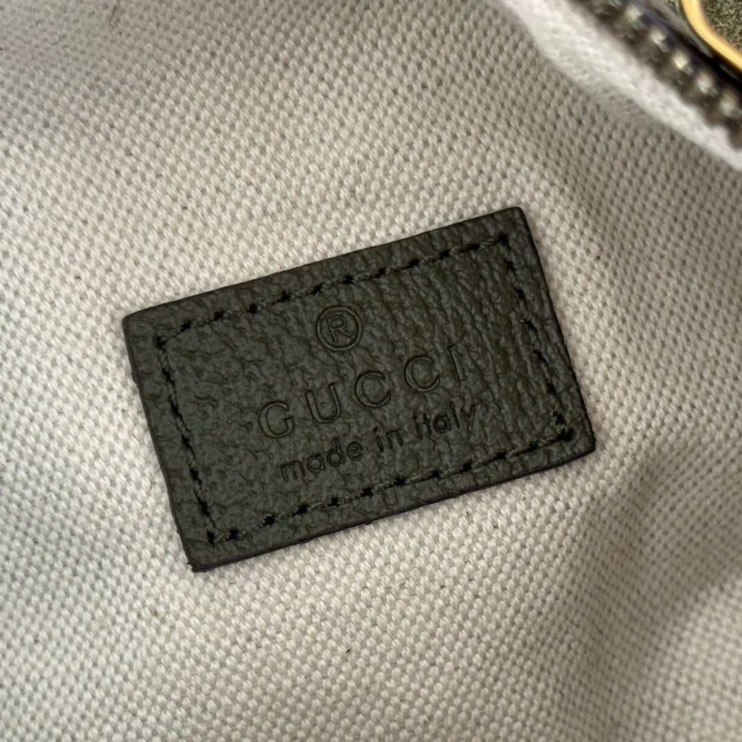 Gucci Ophidia Mini Bag in Olive Green Suede with Web Stripe