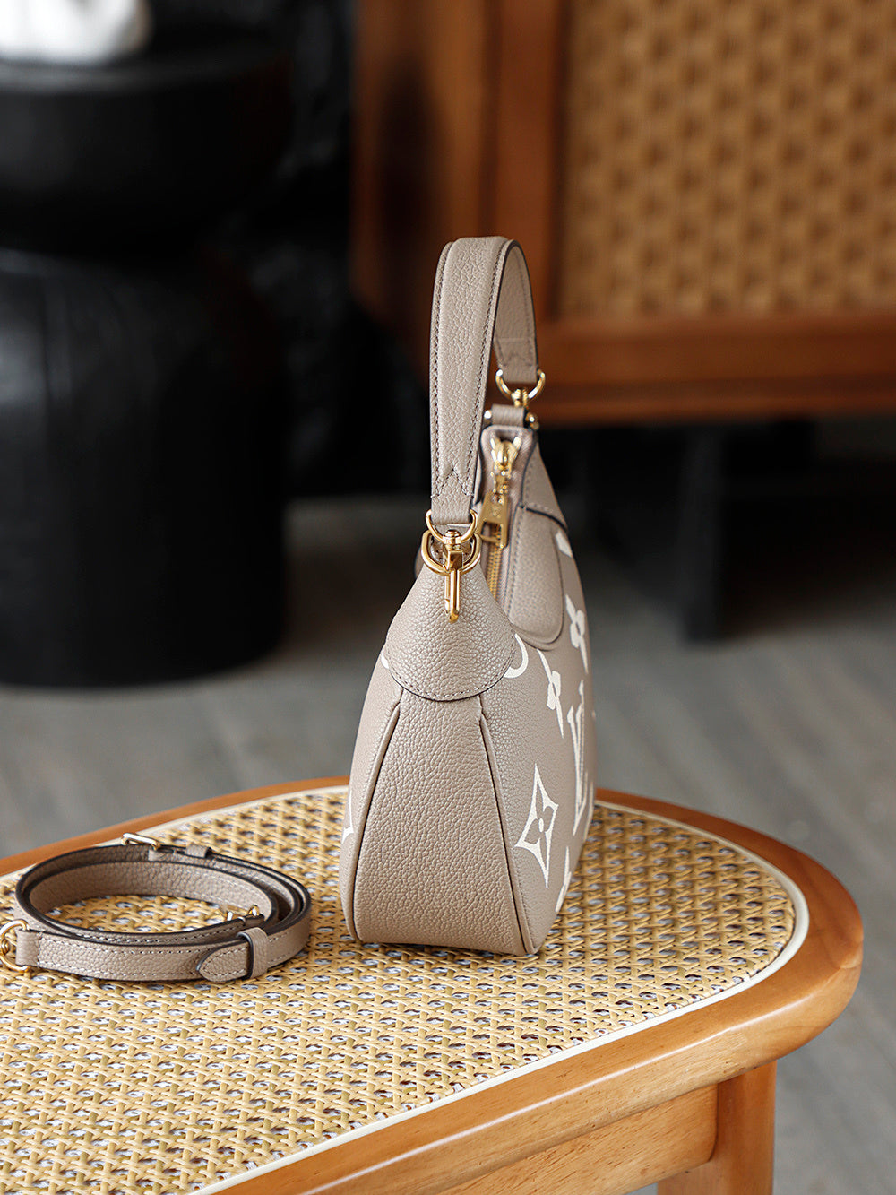 Louis Vuitton Bagatelle Bag in Beige/Crème Monogram Empreinte Leather