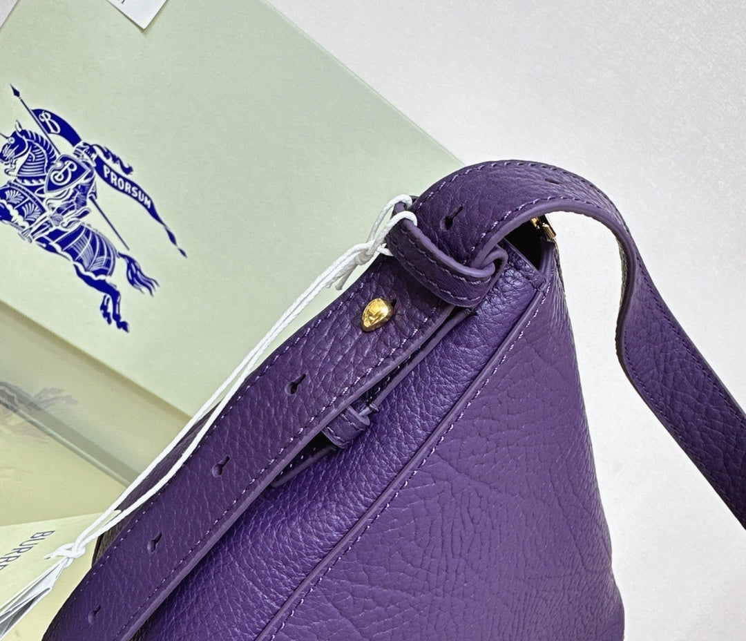 Burberry Knight Small Purple Leather Shoulder Bag