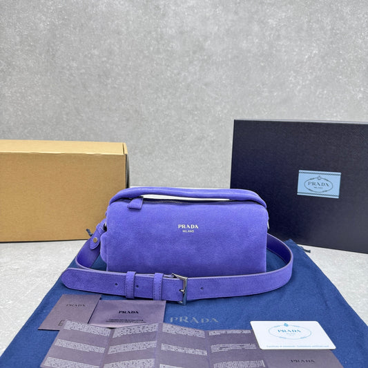 Prada Purple Suede Leather Shoulder Bag