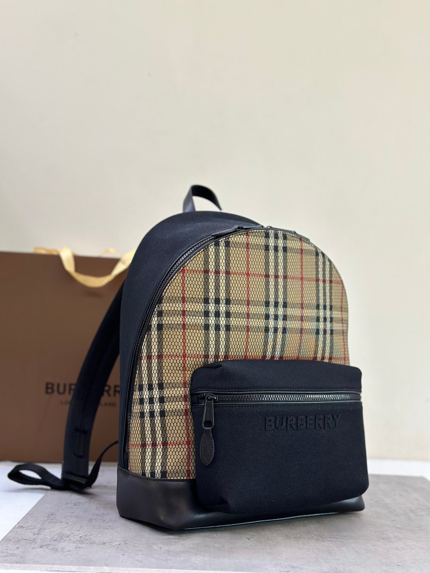 Burberry Jett Backpack in House Check Canvas with Protective Mesh Overlay