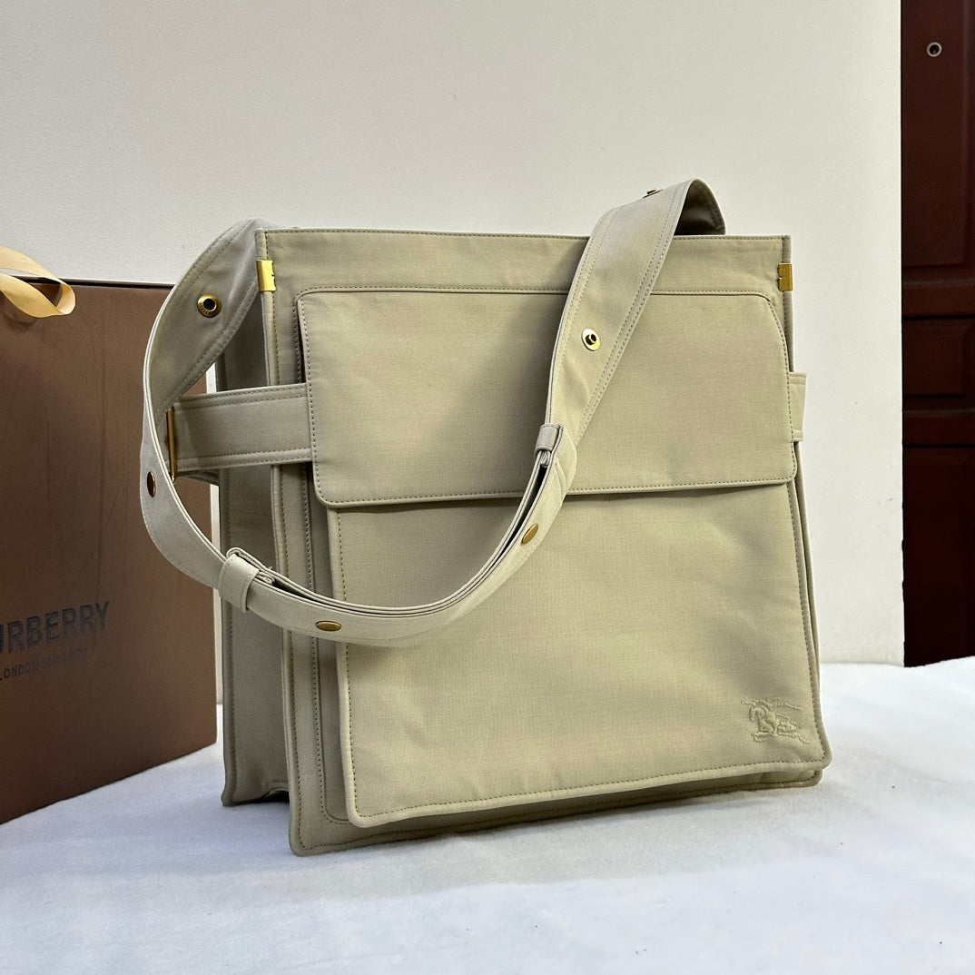 Burberry Trench Canvas Tote Bag with Side Buckle Fastening
