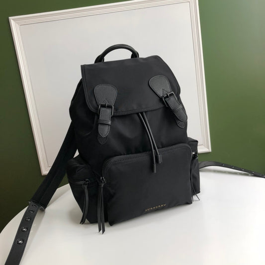 Burberry Black Technical Nylon Rucksack with Leather Trim